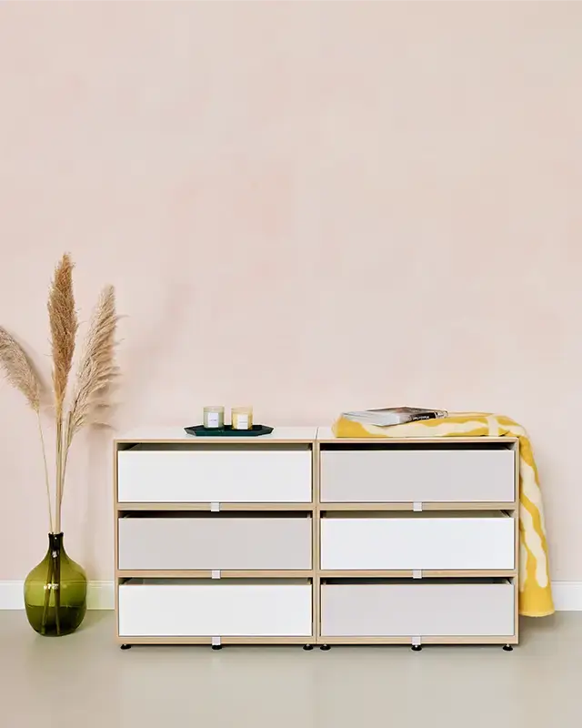 farbenfrohe Doppel-Kommode Kommoden, farbenfrohe Doppel-Kommode, Weiß, Kaschmirgrau