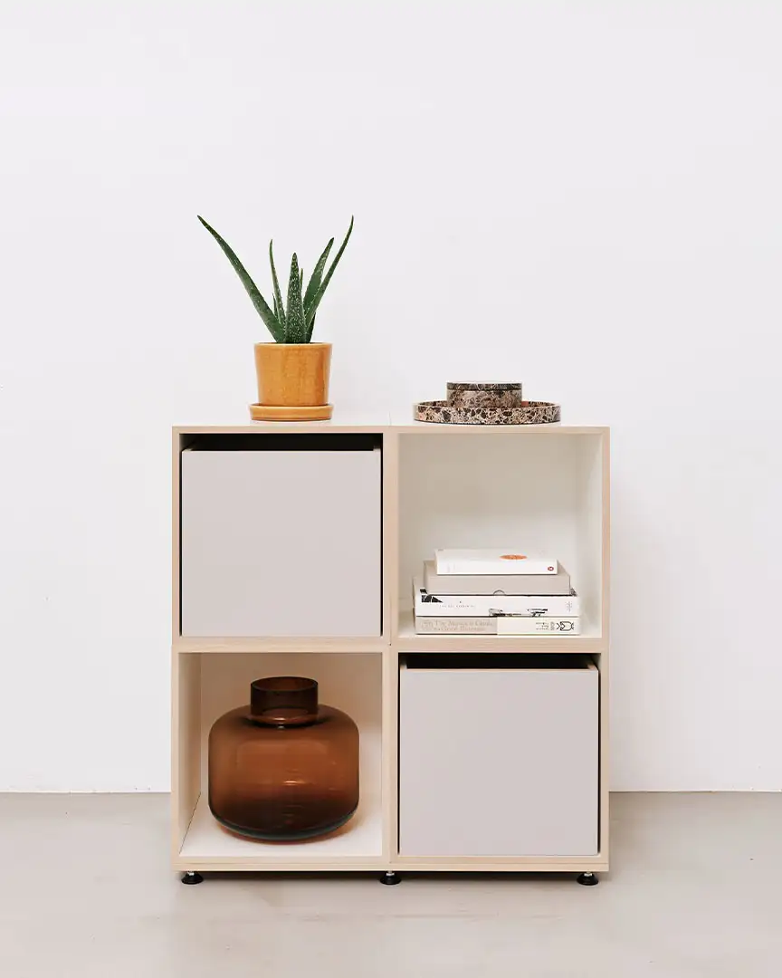 Kategorien, stocubo Würfelregal klein, Pflanze, Vase, Einschübe, Bücher, Vase, Pflanze, kaschmirgrau, ocher, orange