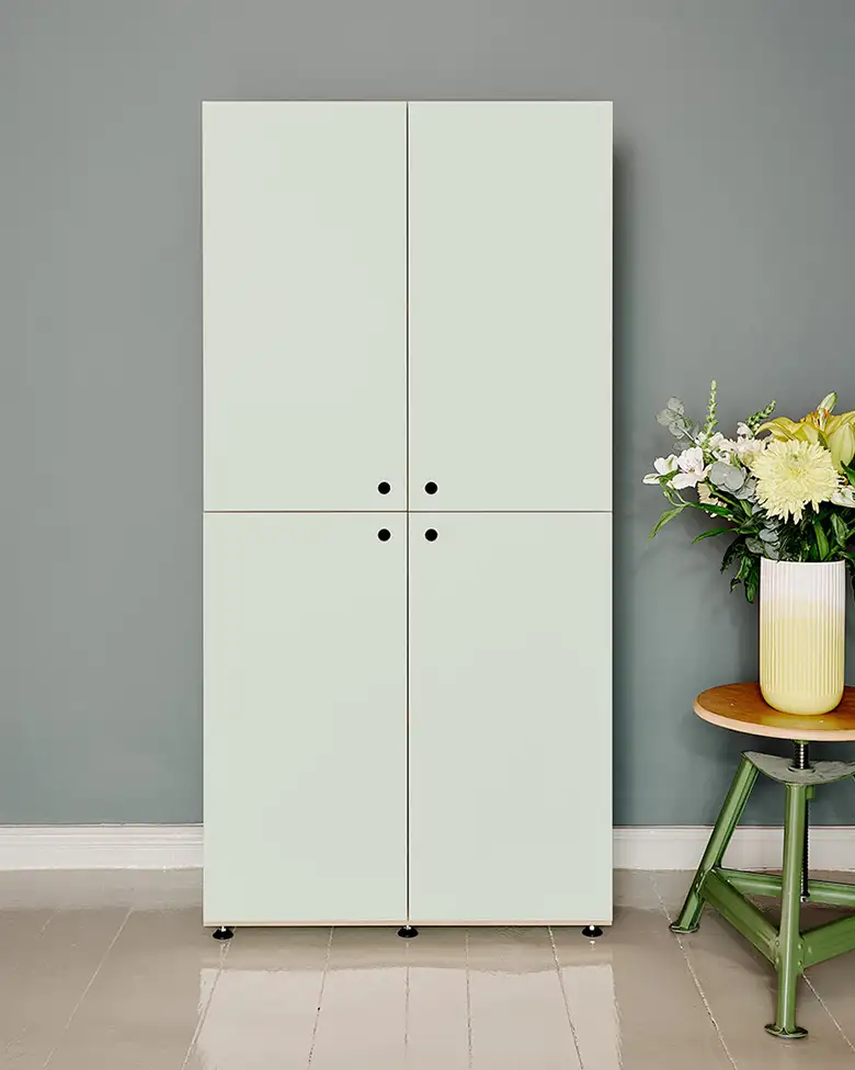 Kategorien, stocubo modulare Kleiderschrank, Türen, hochkant, Blumen, Vase, Hocker, pistaziengrün, gelb
