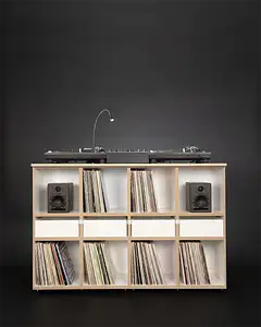 Schallplattenregale, LP-Regale, DJ Quartet, Hifi, Abdeckplatte 4:1, 1:1 Modul, 1:2 Modul, 1:2 Einschub, Hifi, LP-Regal, DJ-Deck