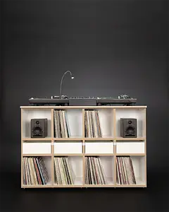 Hifi-Abdeckplatte 4:1 Schallplattenregale, LP-Regale, DJ Quartet, Hifi, Abdeckplatte 4:1, 1:1 Modul, 1:2 Modul, 1:2 Einschub, Hifi, LP-Regal, DJ-Deck