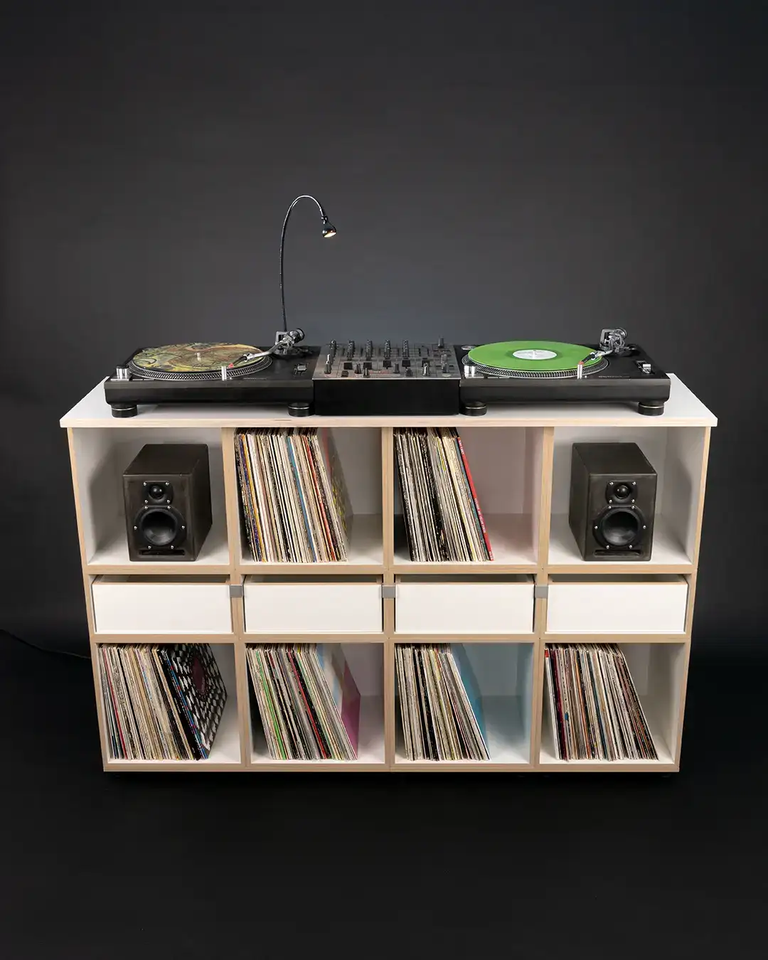 Hifi-Abdeckplatte 4:1 Hifi-Abdeckplatte, 4:1, DJ Deck, Schallplattenregale, LP-Regale, DJ Quartet, Hifi, Abdeckplatte 4:1, 1:1 Modul, 1:2 Modul, 1:2 Einscub