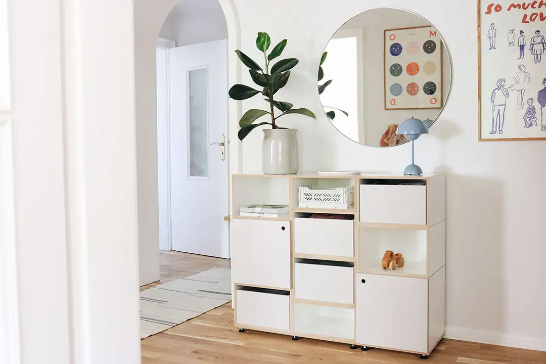 Kundenbilder, Flurregale, Koop, Franzi, Kaschmirgrau, Türen, Einschübe