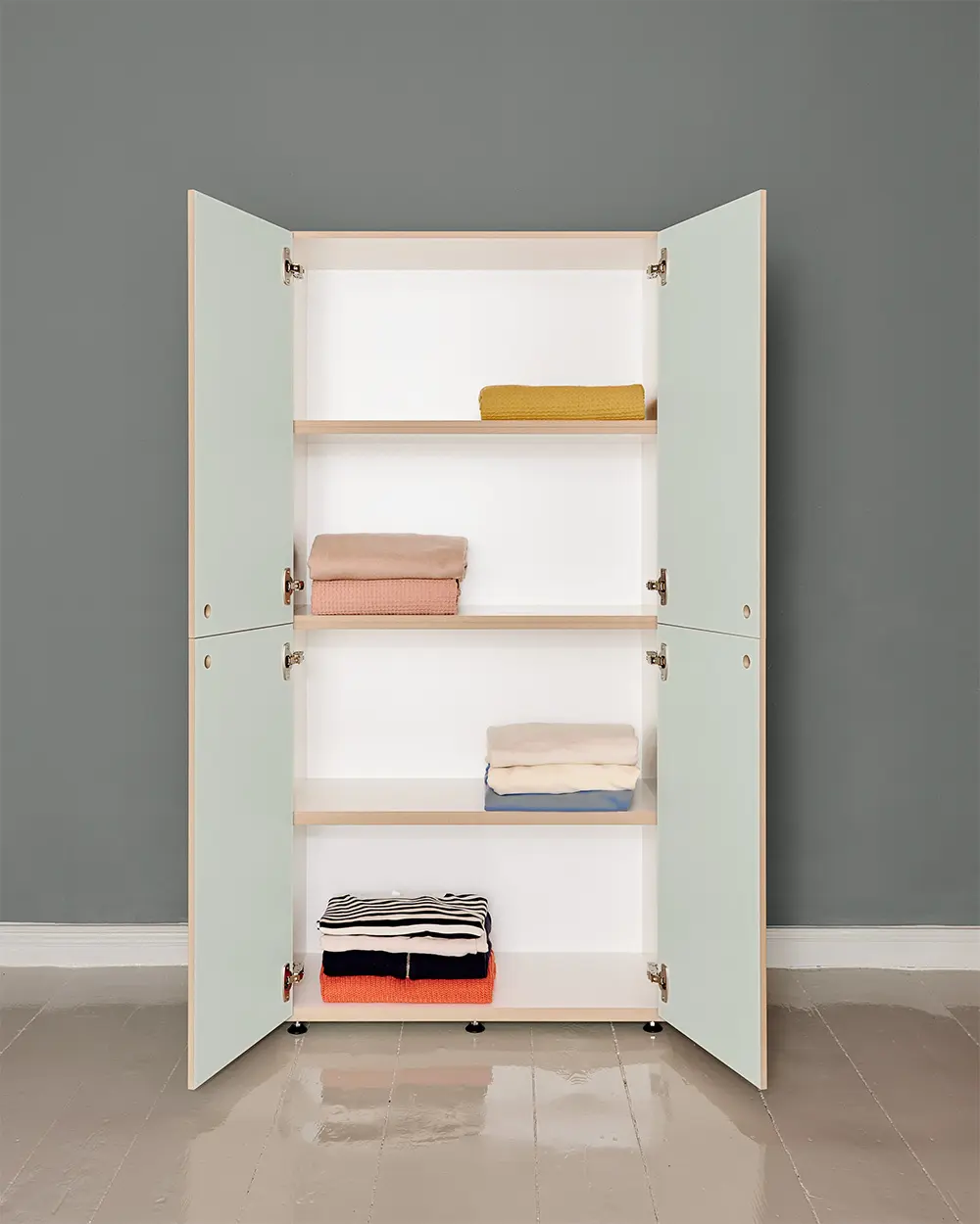 stocubo modulare Kleiderschrank Schränke, Kleiderschrank, 2:2 Modul, offene Türen, Pistaziengrün, Kleider, 3by2