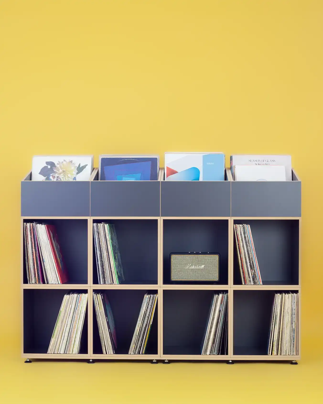 Schwarzes Schallplattenregal Black Edition, Schallplattenregale, Schwarzes Schallplattenregal, 4x5