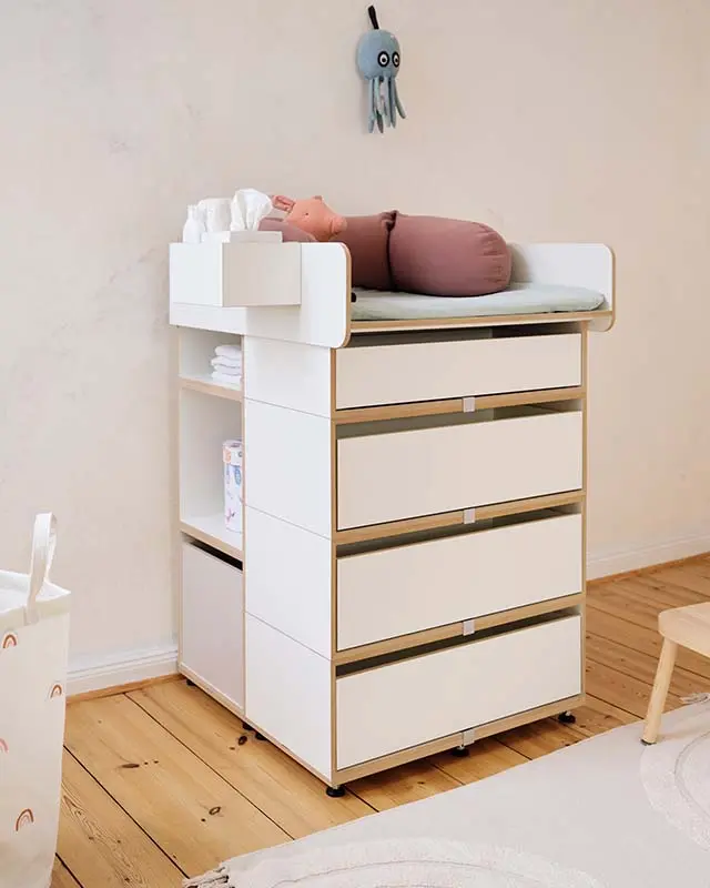 Kinderzimmer, Kinderregale, Wickelkommode, Kaschmirgrau