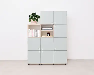 Büroregale, Bücherregale, Schränke, stocubo Schrank mit Türen, Pistaziengrün
