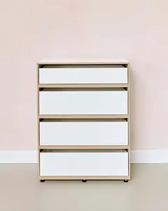 Kommode mit 2:3+1:2 Schubladen Product Page, Kommode mit 2:3+1:2 Schubladen, weiß, rosa Wand