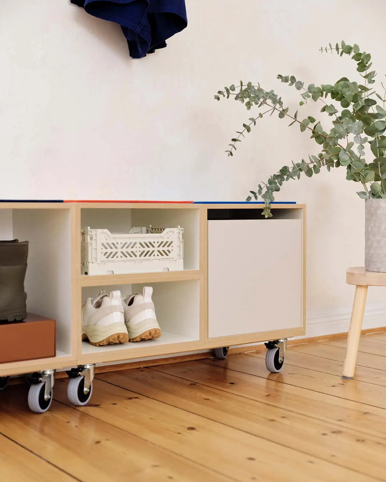 stocubo Bank auf Rollen Product Page, Rollen, 1:2 Modul, Einschub, kaschmirgrau, 2:1 Rollplatte