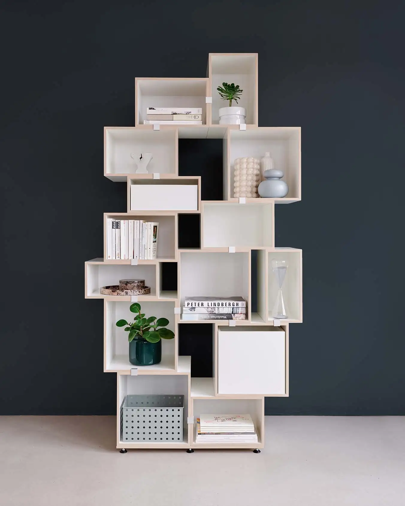 Wohnzimmerregale, 2:3 Modul, 1:2 Modul, Einschub, weiß, dunkel