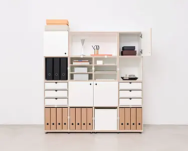 Bürorregale, Aktenregale, Home-Office, 2:1 Modul, F3 Modul, Schubladenset 3-teilig, Tür