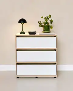 Kommode mit 2:3 Schubladen Product Page, Kommode mit 2:3 Schubladen, weiß, beige Wand