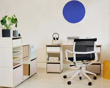 Modularer Schreibtisch Home-Office Schreibtisch, Home-Office Regal, F3 Modul, 1:2 Modul, 1:2 Einschub, 2:3 Modul, 2:3 Einschub, kaschmir, Stuhl