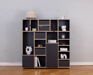 Wohnzimmer, Bücherregale, Schlafzimmer, Schwarzes Bücherregal, Black Edition, 2:1 Hochkant, 5x4, 40