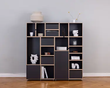 Schwarzes Bücherregal Wohnzimmer, Bücherregale, Schlafzimmer, Schwarzes Bücherregal, Black Edition, 2:1 Hochkant, 5x4, 40