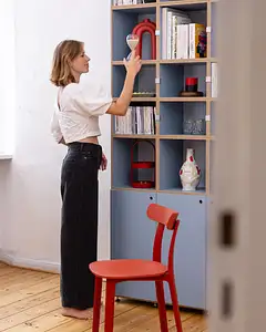 Bücherregale, Wohnzimmer, Home-Office, Büro, Hohes Bücherregal in Blau, 4x5, 40