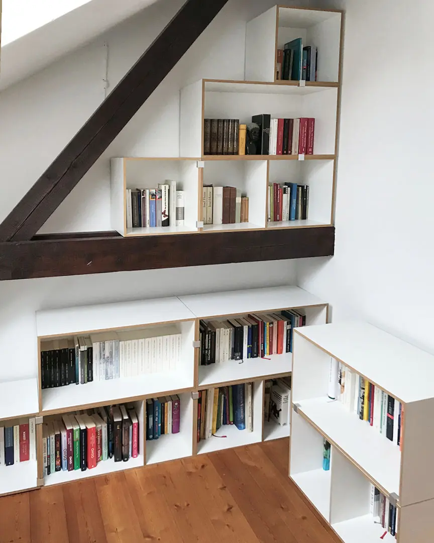Stützbalken Bücherregal Kundenbilder, Dachschrägen, Bücherregale, Stützbalken