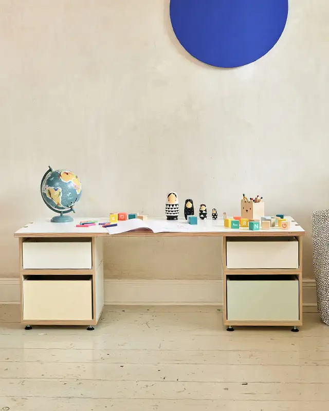 Kinderschreibtisch S, Einschub, pistaziengrün, vanillegelb