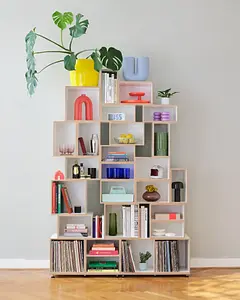 Modulares Bücherregal  Bücherregale, Wohnzimmerregale, Modulares Bücherregal, 1:1 Modul, 2:3 Modul, 1:2 Modul