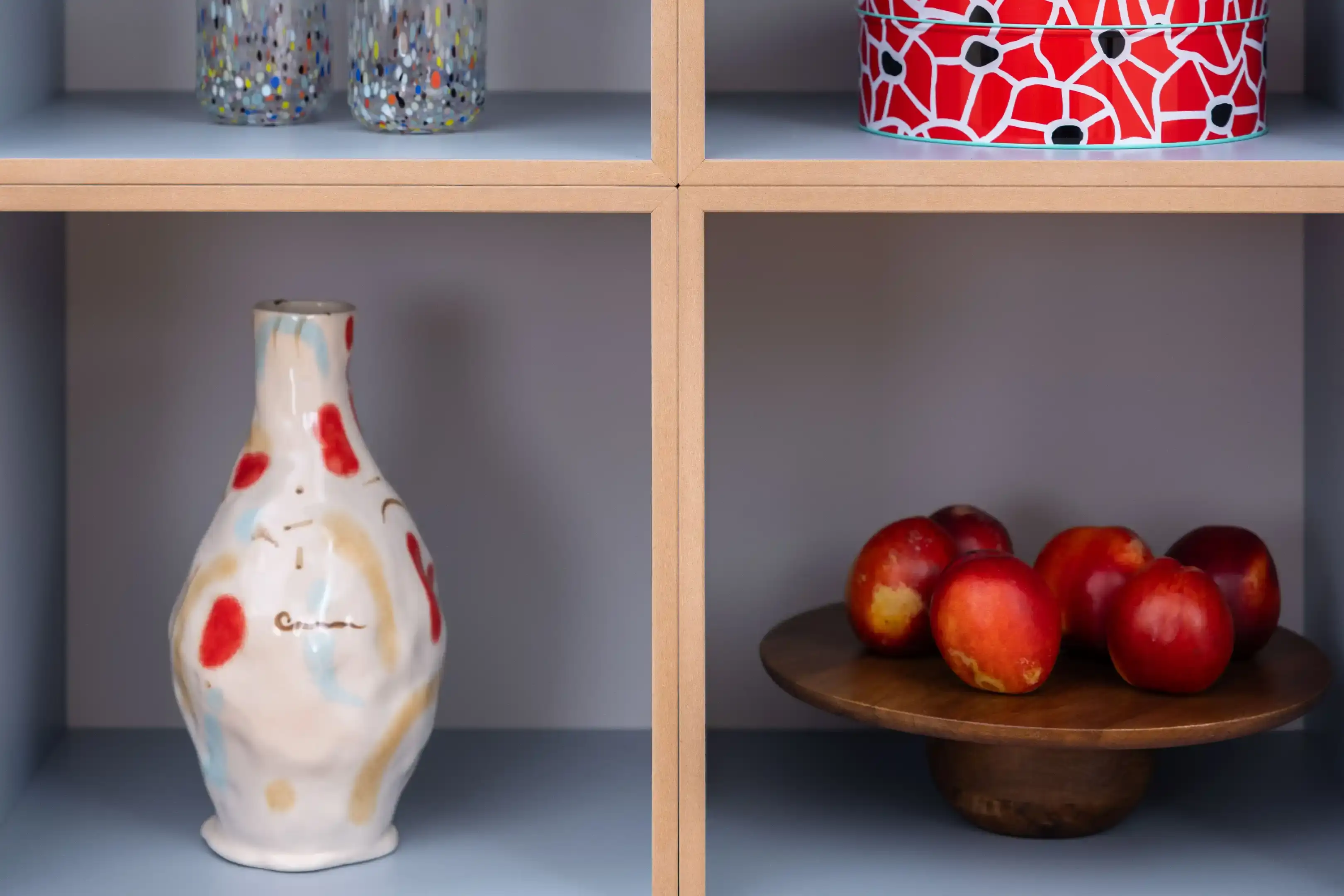 Hohes Bücherregal in Blau Bücherregale, Wohnzimmer, Home-Office, Büro, Hohes Bücherregal in Blau, 3x2, 40