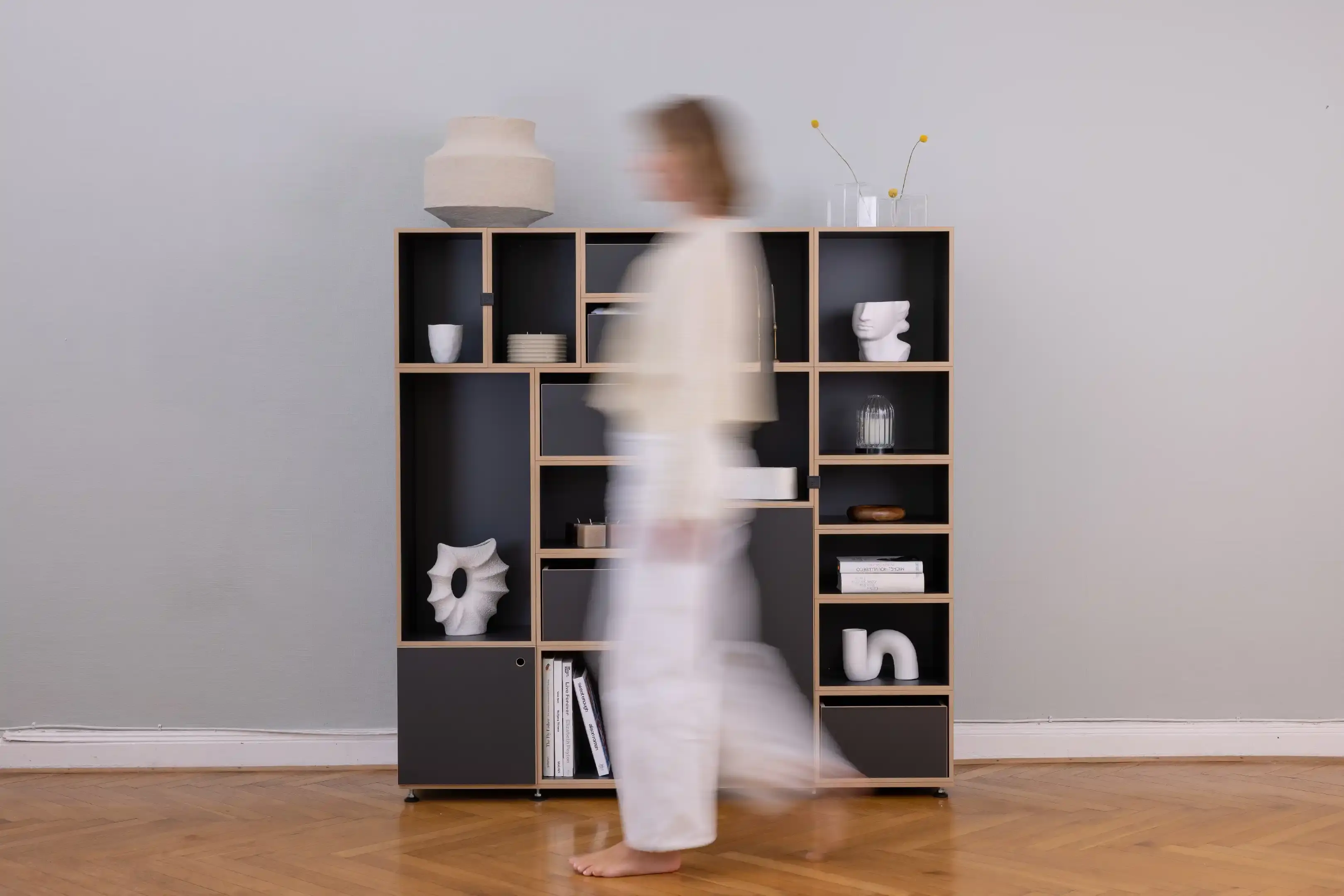 Wohnzimmer, Bücherregale, Schlafzimmer, Schwarzes Bücherregal, Black, 3x2, Black, 40