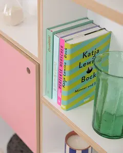 Hohes Bücherregal in Pink Wohnzimmer, Bücherregal, DVD, CD, Büro, Home-Office, Tür, Pink, Flamingopink, 4x5, 30