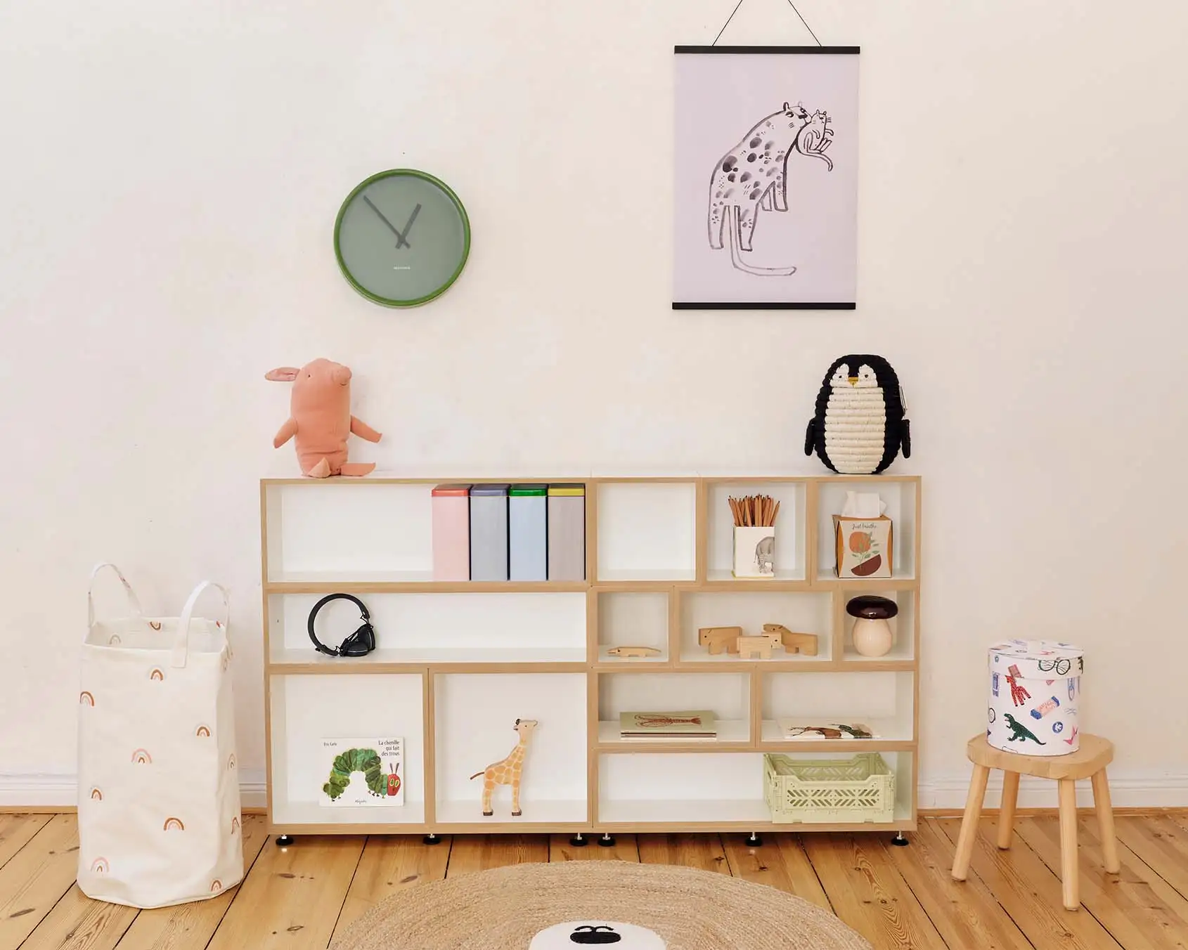 Kinderregal Product Page, 3-in-1-Kiezladen, Kinderregal, halbe Tiefe