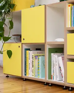 Sideboard mit gelben Türen Schlafzimmer, Wohnzimmer, Flur, Sideboard, Highboard, Kommode, Zitrusgelb, Gelb, Schubladen, 4x5, 40