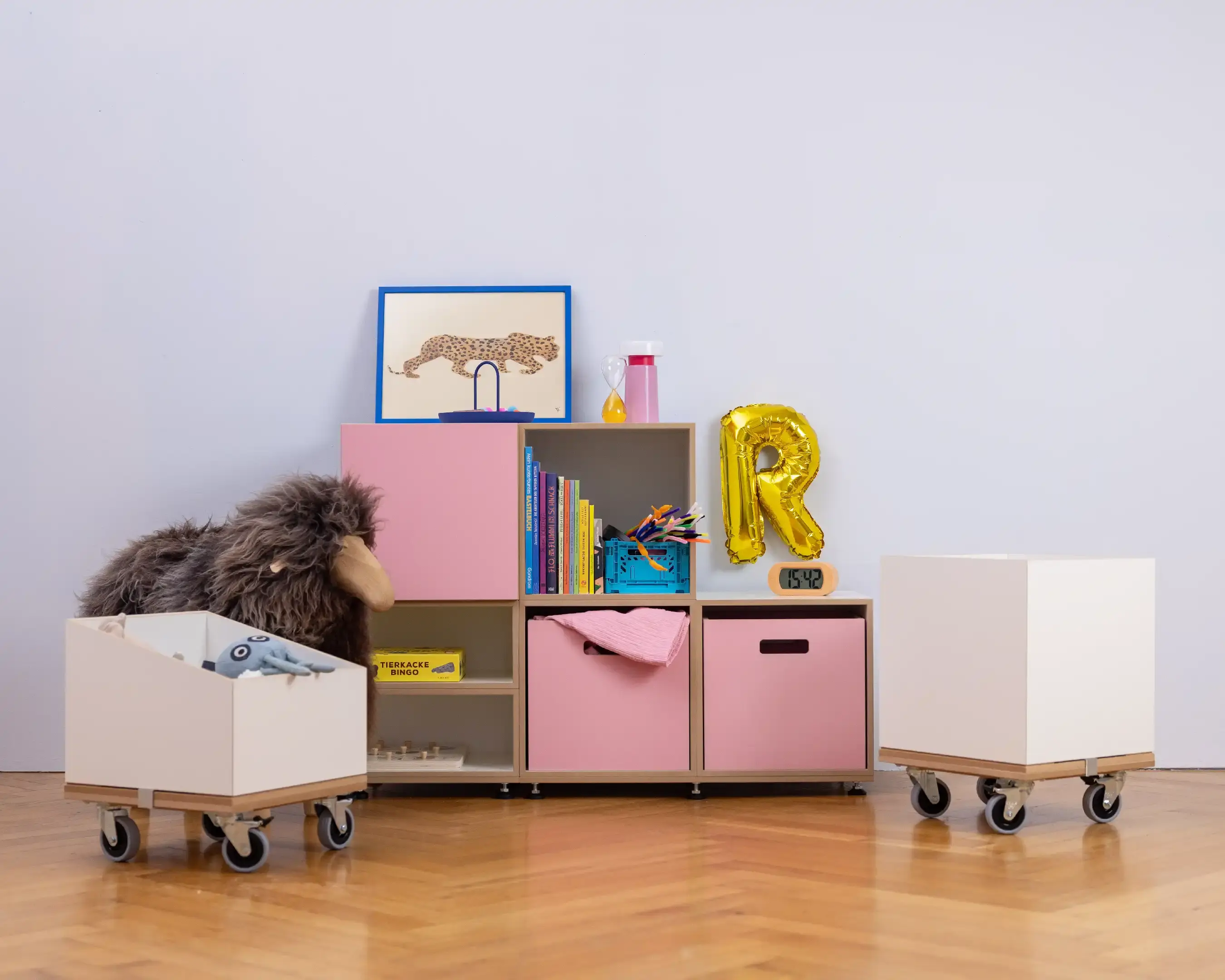 Kinderzimmer, Kinderregal, Flamingopink, Pink, Einschub, 5x4, 50