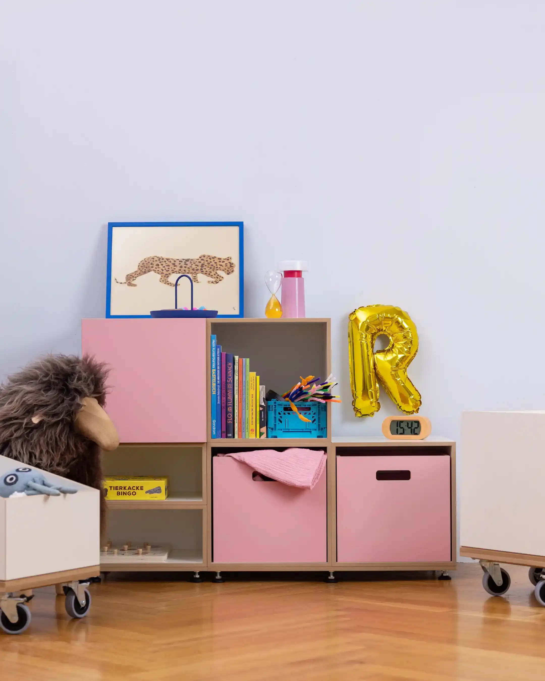 Kinderzimmer, Kinderregal, Flamingopink, Pink, Einschub, 4x5, 40