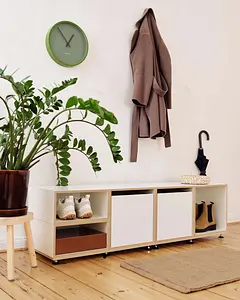 Flurregal zum Sitzen stocubo Bank, Flurregal zum Sitzen, 1:2 Modul, 1:1 Einschub, Retusche, 4x5, 4