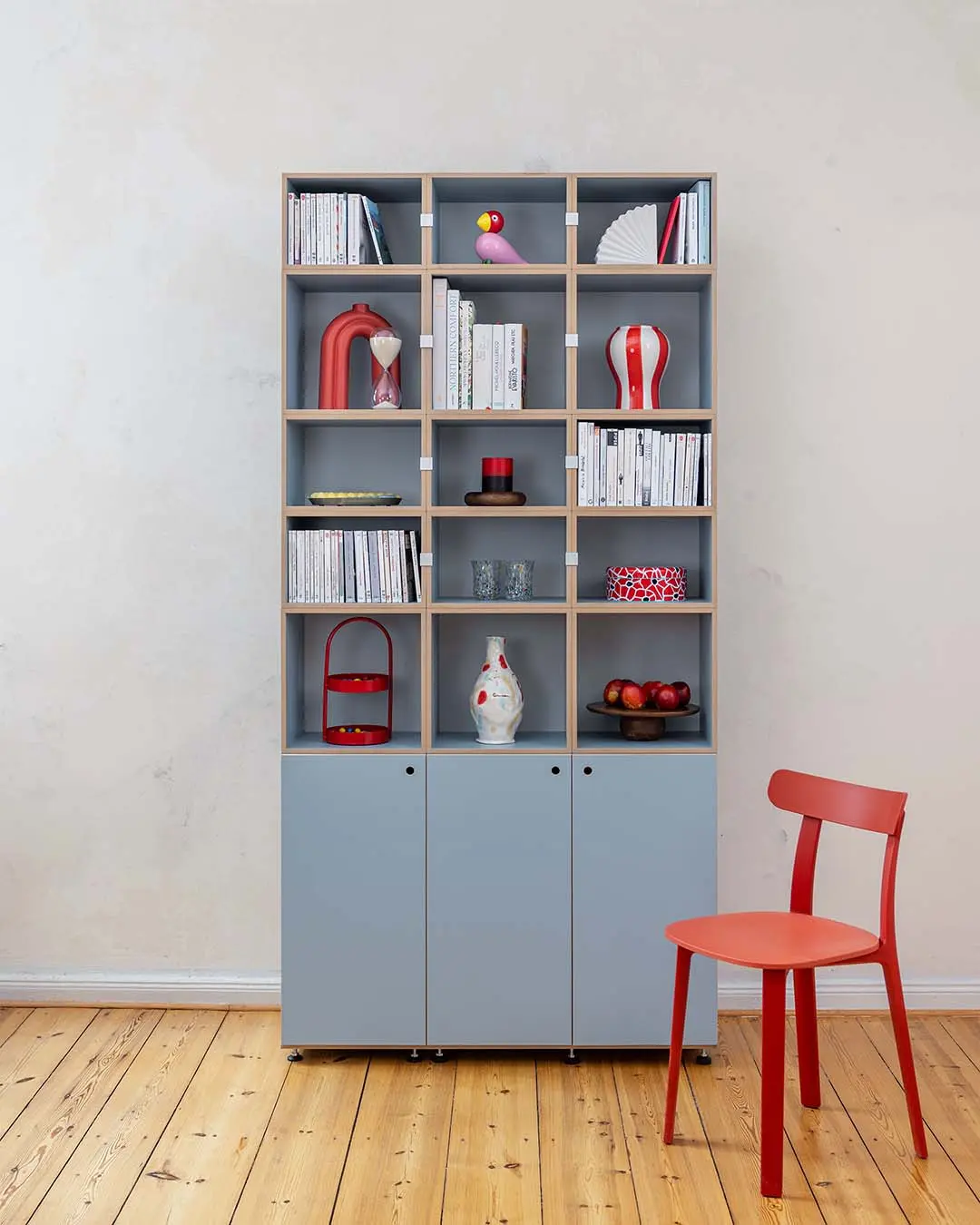Bücherregale, Wohnzimmer, Home-Office, Büro, Hohes Bücherregal in Blau, 2:1 Hochkant, 4x5, 4
