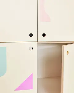 Pimpads auf Türen Pimpad-Stickers, Geometrie, Schrank, vanillegelb