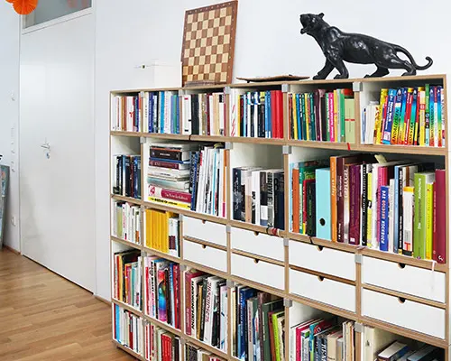 Langes Bücherregal  Kundenbilder, Bücherregale, Blog, F2 Modul, Schubladenset 2-Teilig, Langes Bücherregal