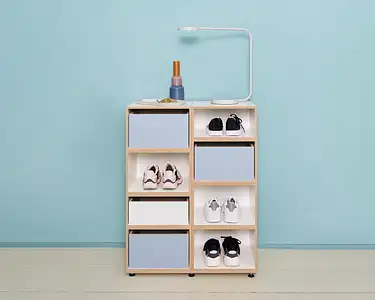 Flurregale, Schuhschrank blau, Schuhregal, Einschub, Denimblau, 2:3 Modul, 1:2 Modul, Retusche, 5x4, 80