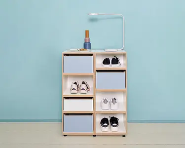 Flurregale, Schuhschrank blau, Schuhregal, Einschub, Denimblau, 2:3 Modul, 1:2 Modul, Retusche, 5x4, 80