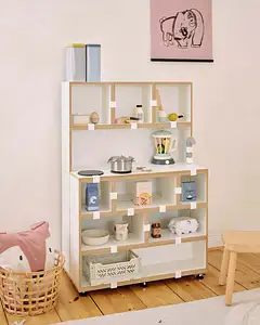 Product Page, Kinderzimmer, Kinderregale, 3-in-1-Kiezladen, Kinderregal, 2:1 Grundplatte, halbe Tiefe