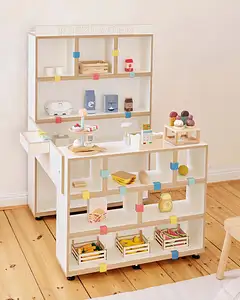 Product Page, Kinderzimmer, Kinderregale, 3-in-1-Kiezladen, Kinderregal, 2:1 Grundplatte, halbe Tiefe