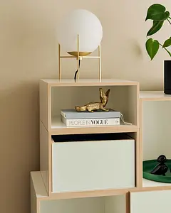2:3 Einschub Bücherregale, Wohnzimmerregale, Bücherregal mit grünen Türen, 2:3 Einschub, pistaziengrün, Würfelregal