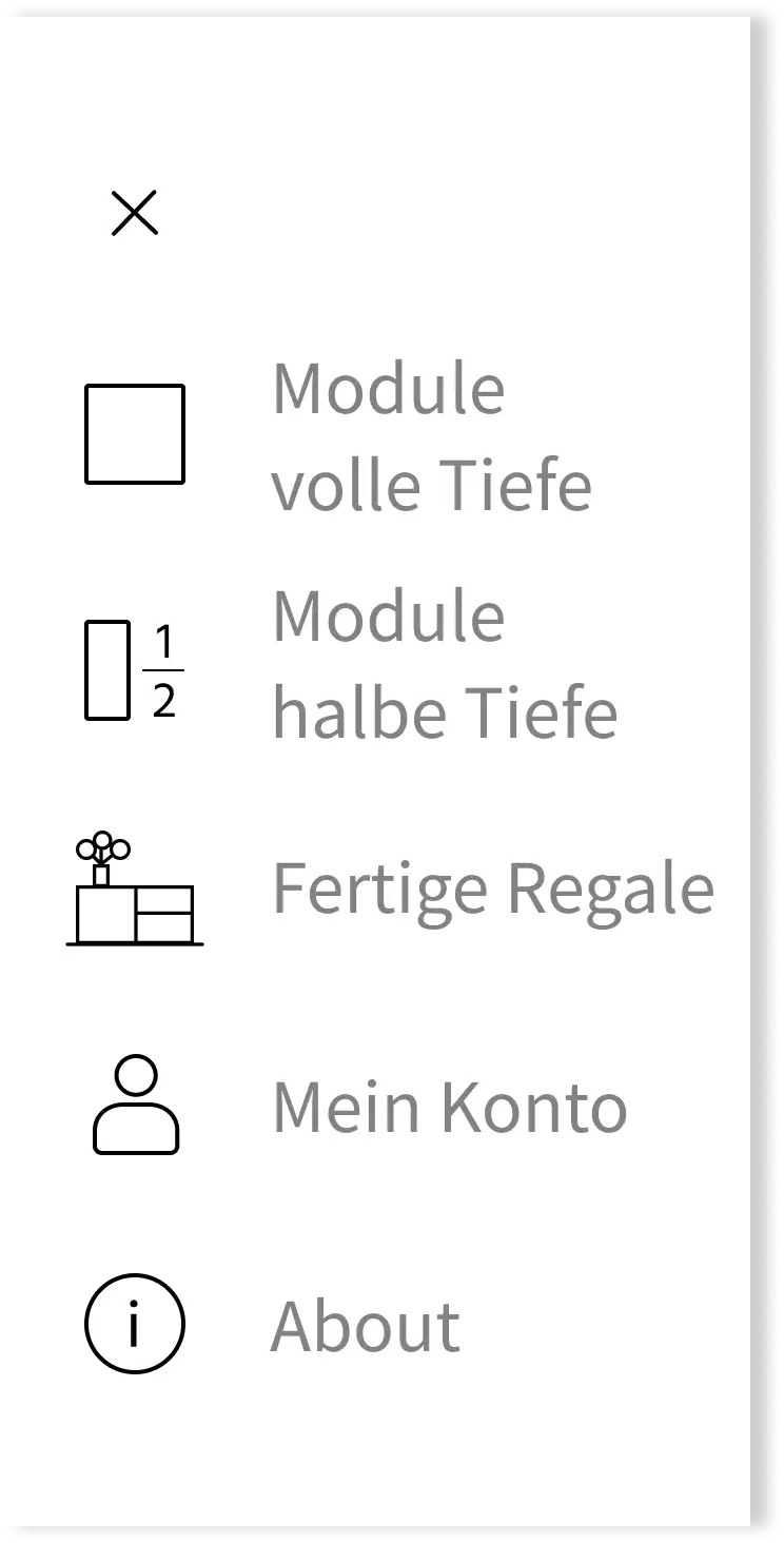 Konfigurator, Linkes Menü, Global Menu