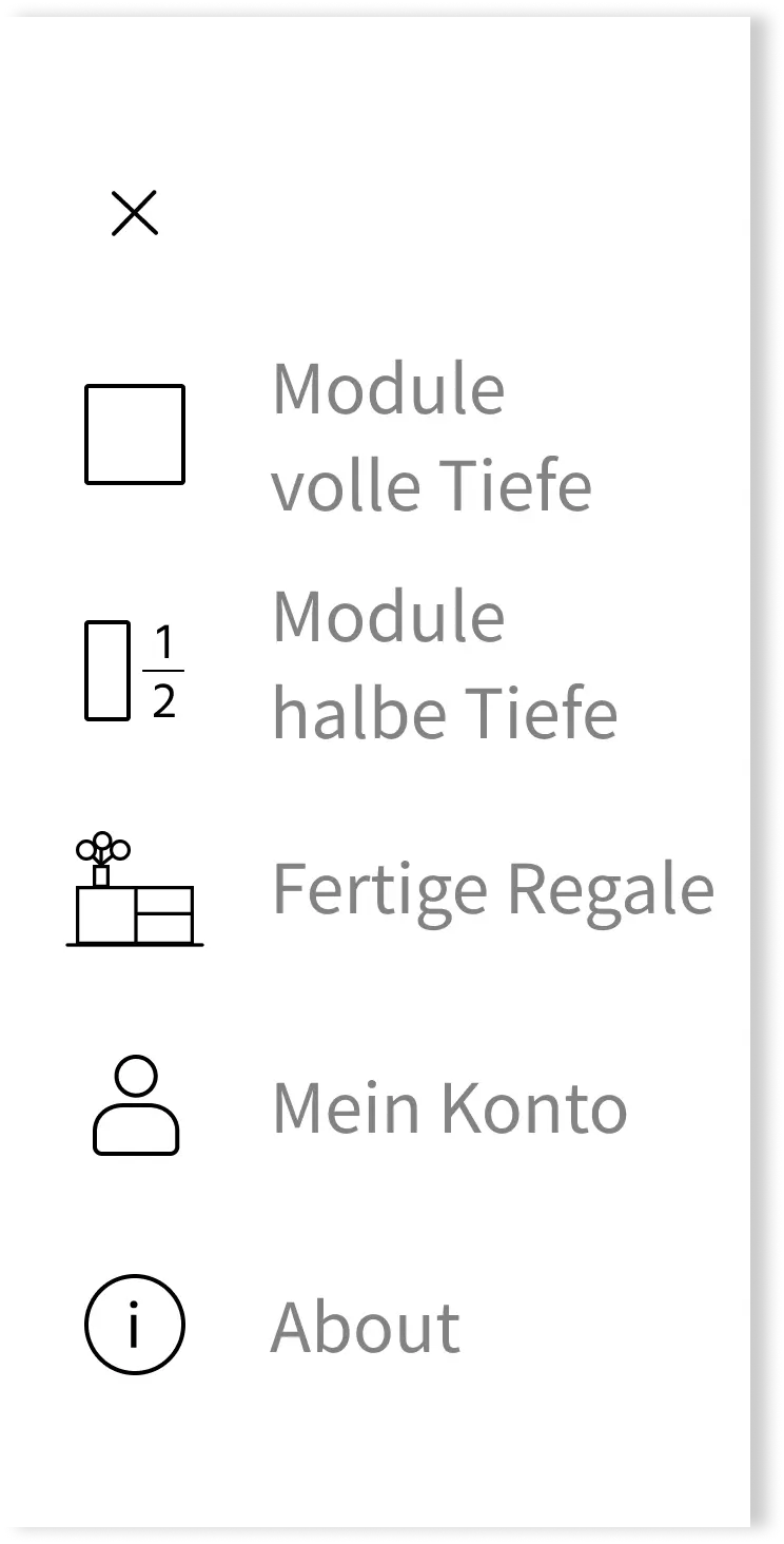 Konfigurator, Linkes Menü, Global Menu