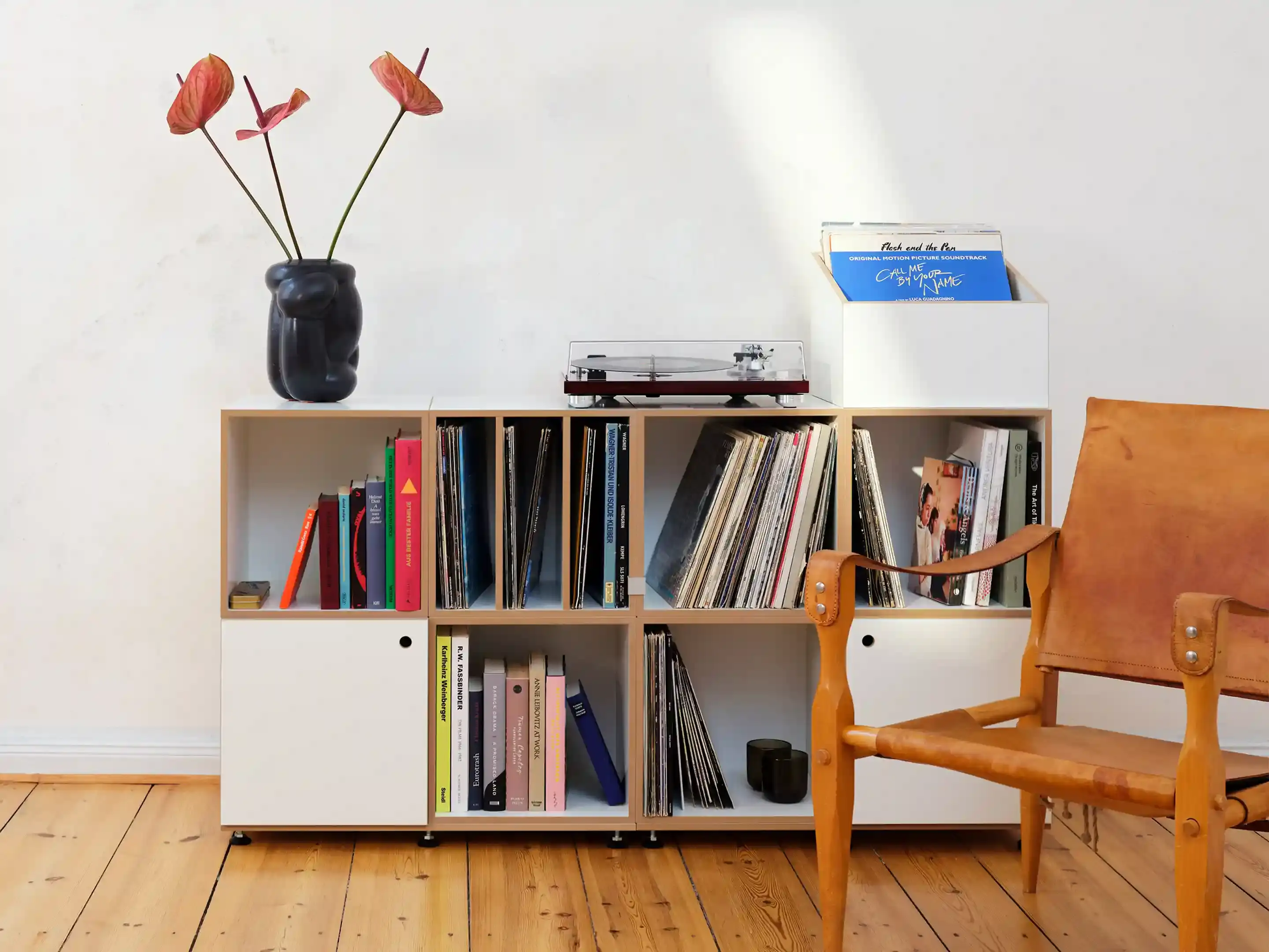 Schallplattenregale, Kleines LP-Sideboard, LP-Box, 1:1 Modul mit Tür, F3 Modul, 4x3, 20