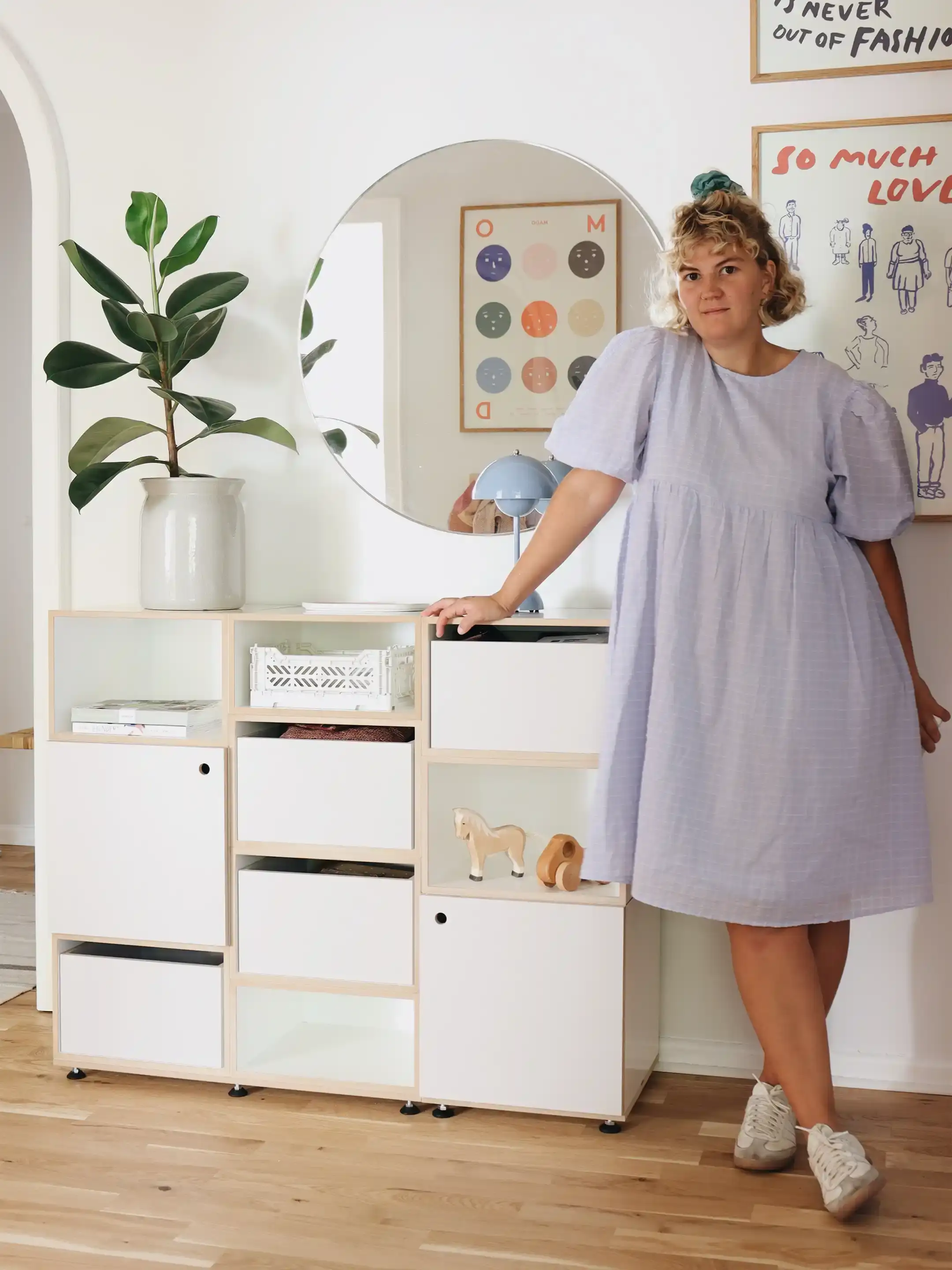 Flurregal mit Schubladen Koop, Flur, Schlafzimmer, Franzi, Flurregal mit Schubladen, Kaschimr, 1:1 Modul mit Tür, 2:3 Modul, 2:3 Einschub, 3x4, 40