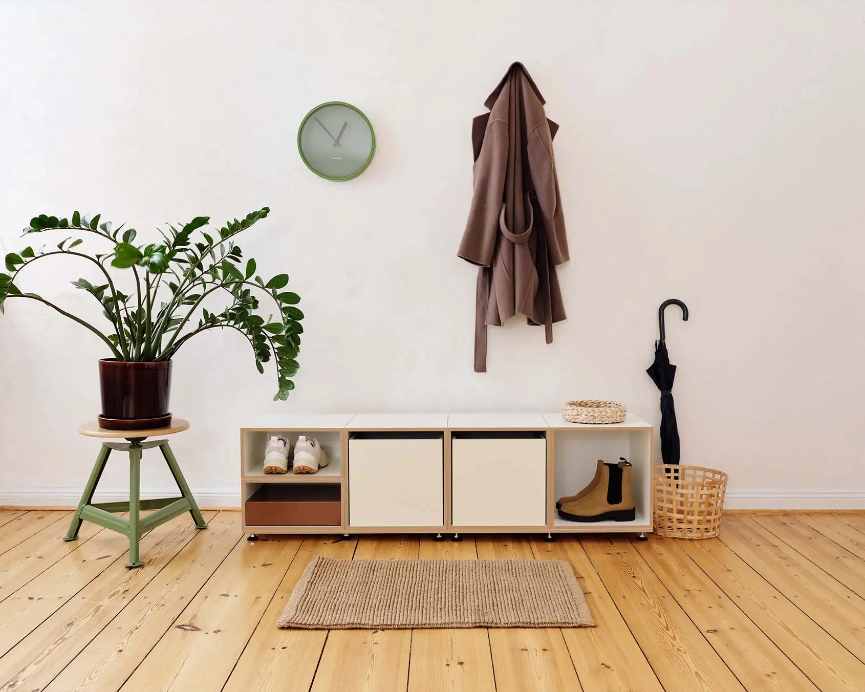 Flur, Schuhregal, Flurregal zum Sitzen, stocubo Bank, vanillegelb