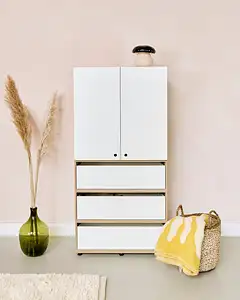 Product Page, Schubladenschrank klein, 2:2 Modul, mit Türen, Kommode mit 2:3 Schubladen, weiß