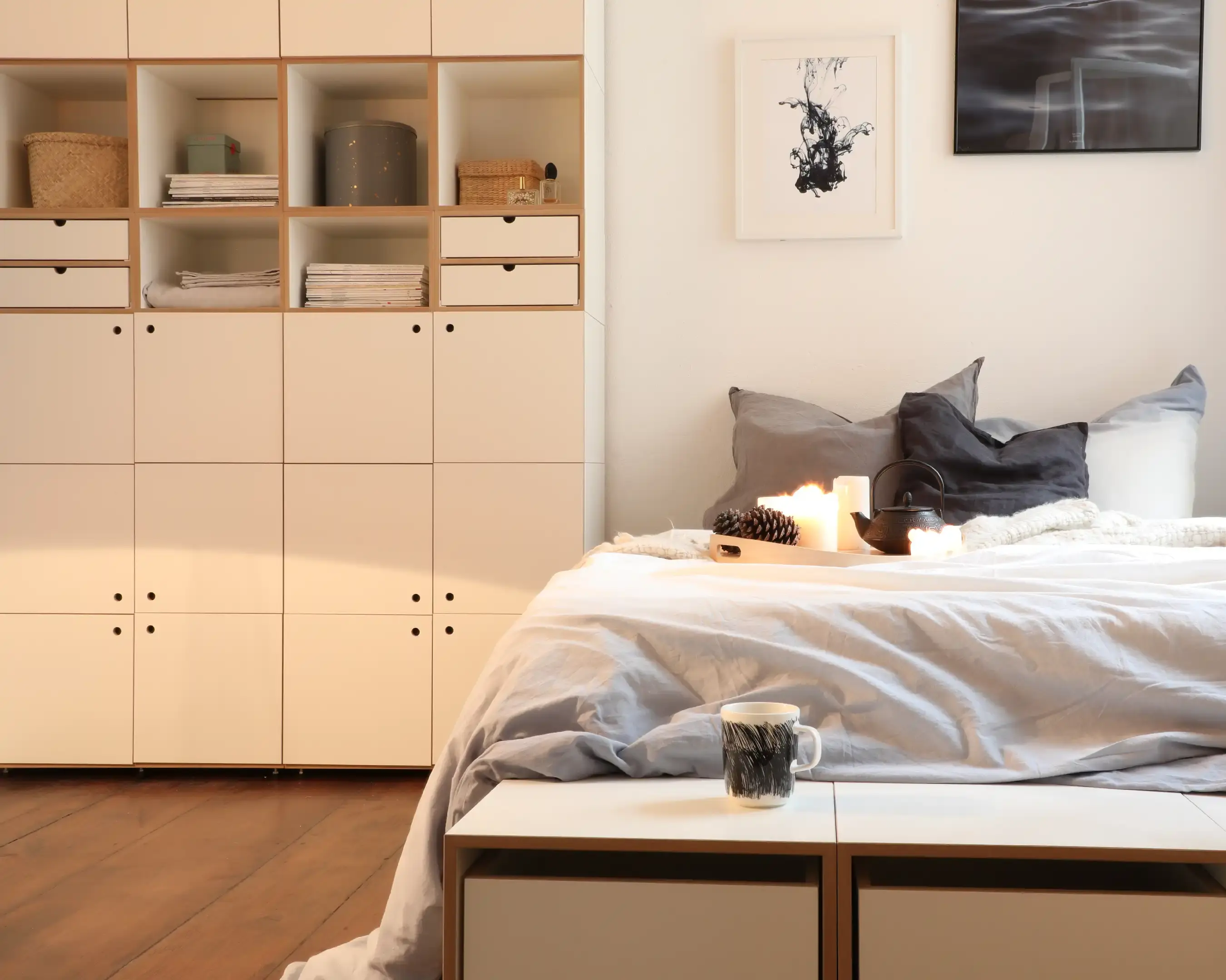 stocubo Schlafzimmer Schlafzimmer, Schränke, Schrank, F2, Schubladenset, Tür, Weiß, Sitzbank, 5x4, 50