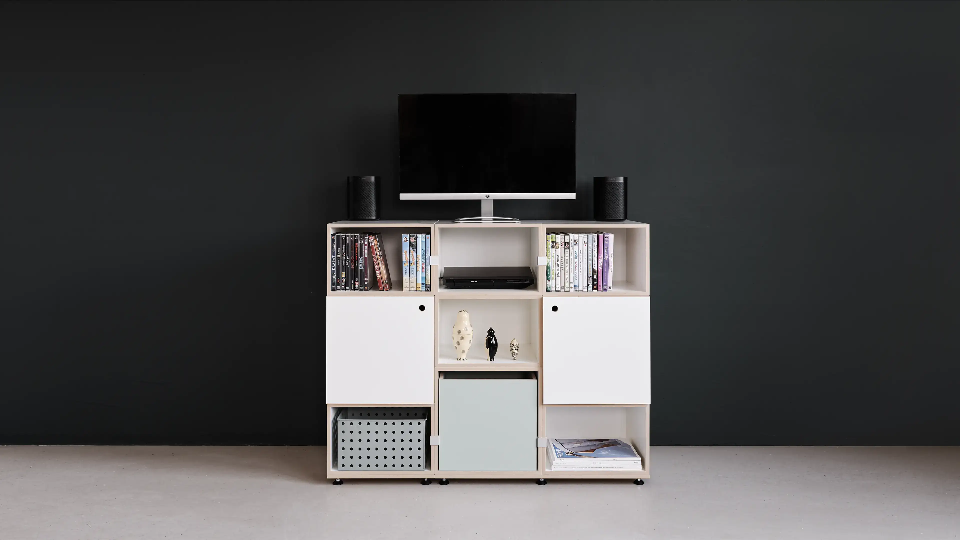 Header, DVD, stocubo DVD-Regal, Türen, Einschub, pistaziengrün, Fernseher, 70