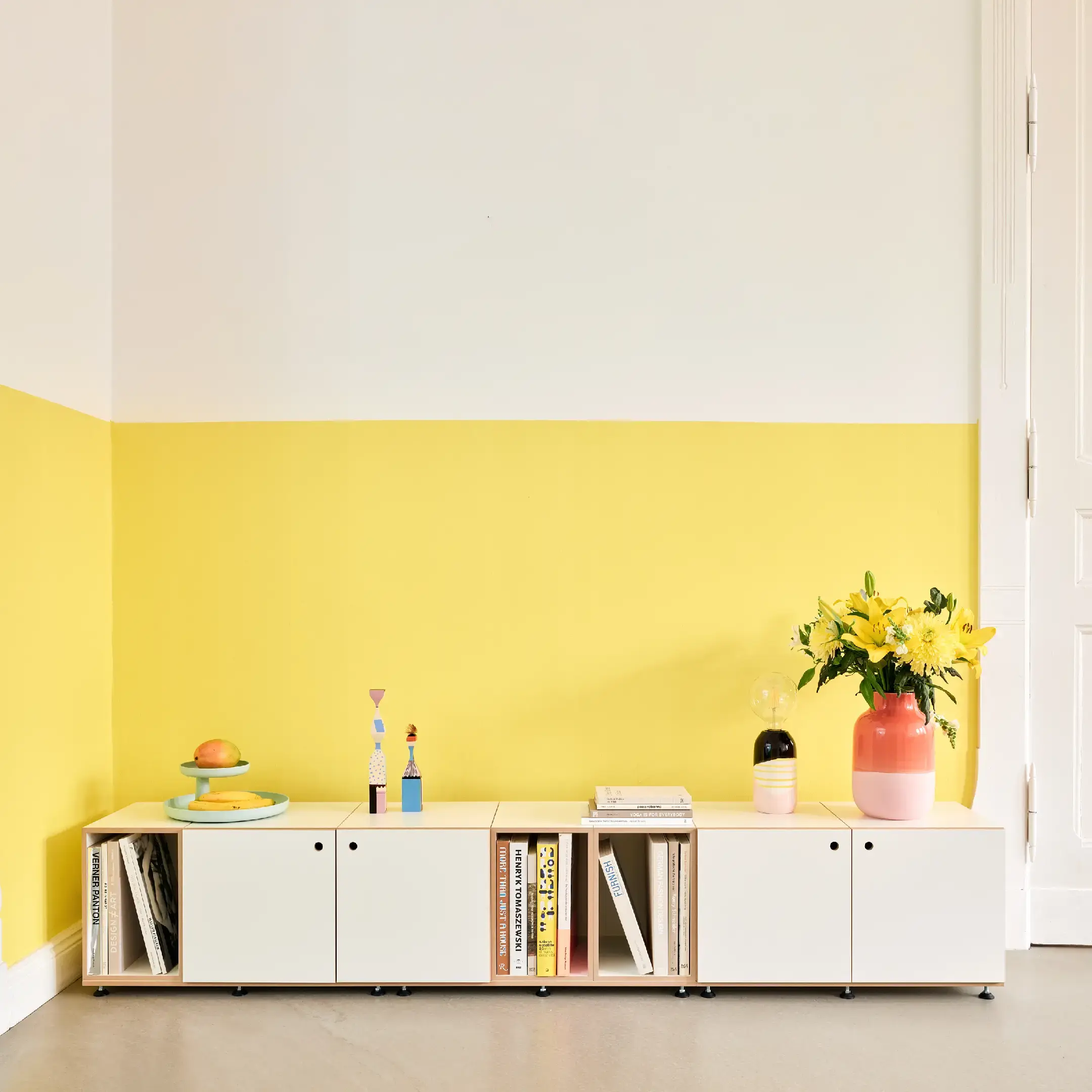Sideboards, Bücherregale, Dachschrägen, stocubo Lowboard, 2:3 Modul, 1:1 Modul mit Tür, gelb, 1x1, 60