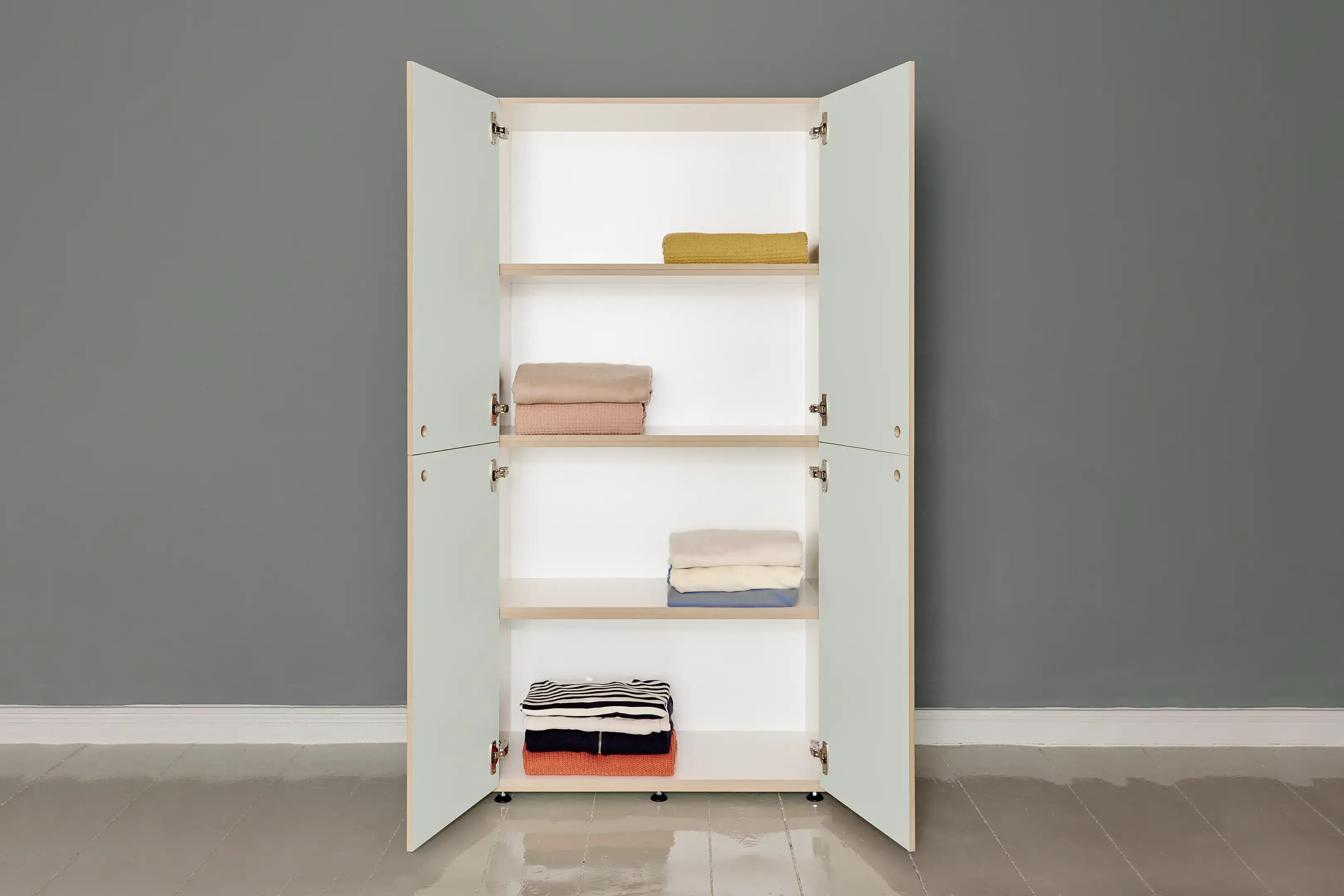 Schränke, Kleiderschrank, 2:2 Modul mit Türen, Pistaziengrün, 3x2