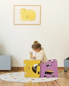 3-in-1-Wendehocker Kinderzimmer, Kindermöbel, 3-in-1-Wendehocker, Tisch, Hocker, Sonnengelb, Flieder, 4x5, 40